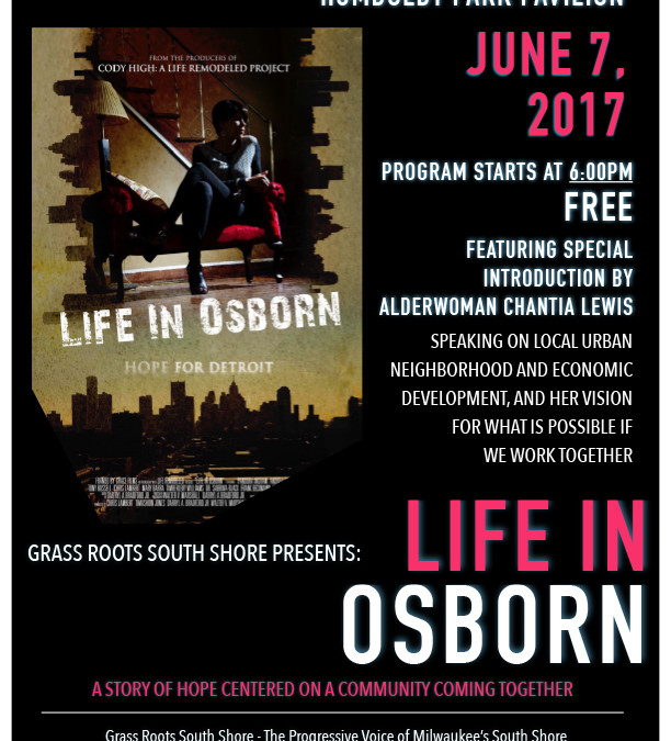 Grass Roots South Shore Event,  June 7th 6:00pm at the Humboldt Park Pavillion