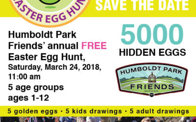 Humboldt Park Friends’ 18th annual FREE Easter Egg Hunt  and Pancake Breakfast Saturday, March 24th, 2018